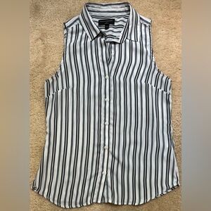 Banana Republic Black and White Striped Sleeveless Top